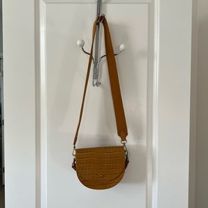 madewell mustard yellow croc crossbody